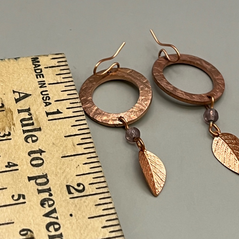ElegantCopper Leaf Drop Earrings - Picture 3 of 3